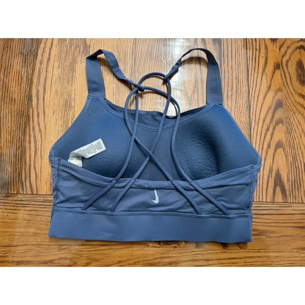 Nike Sports Bra Womens Small Blue Strappy Back Padded Activewear Indy